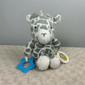 Carter's Gray Giraffe Plush Stuffed Animal Activity Toy White Blue Star Mirror